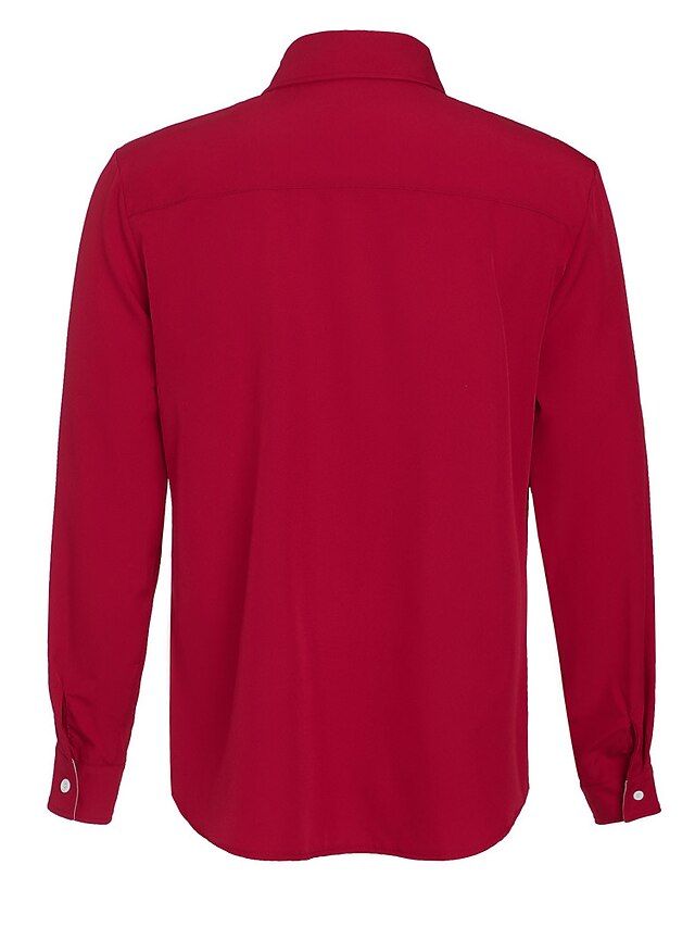 Men's Button Up Shirt Dress Shirt Collared Shirt Wine Black White Long