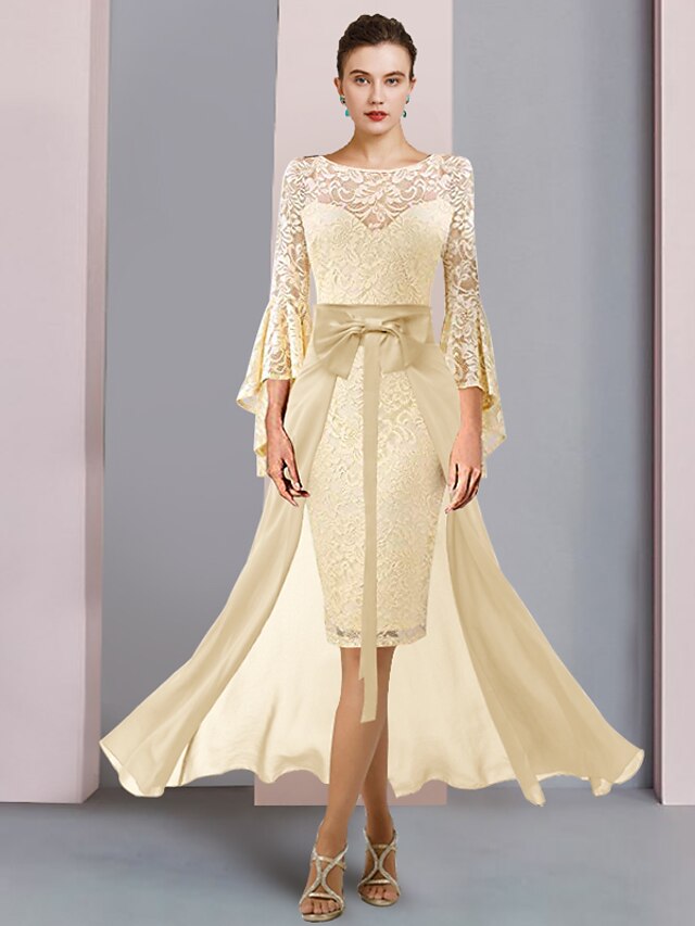 Two Piece Sheath / Column Mother of the Bride Dress Wedding Guest Elegant Square Neck Ankle Length Stretch Fabric Sleeveless Short Jacket Dresses with Buttons Pleats main image 1