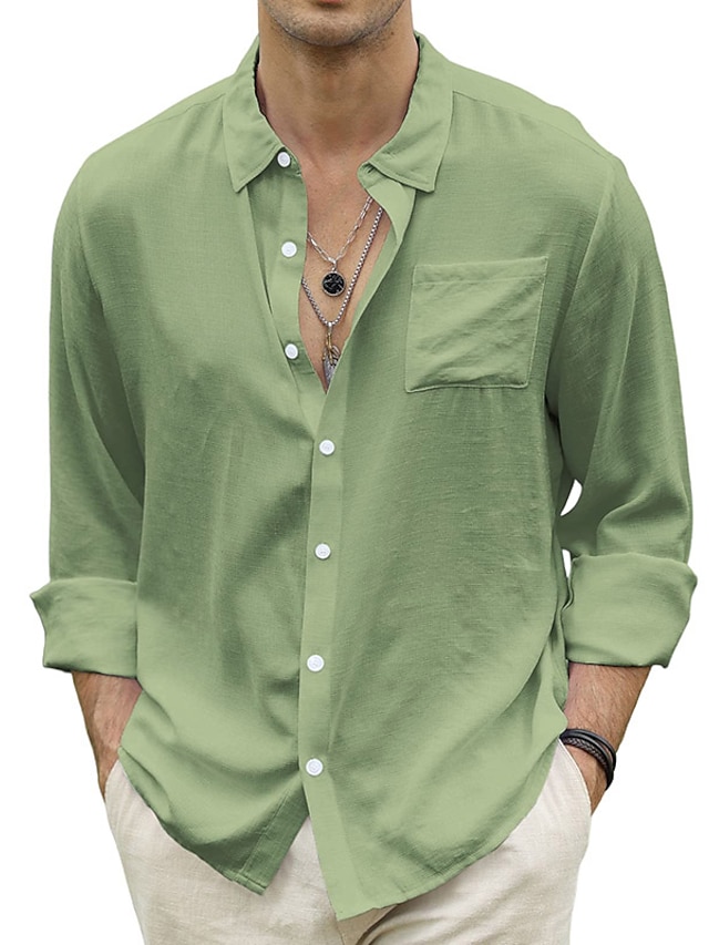 Men's Shirt Cotton Linen Shirt Summer Shirt Casual Shirt Beach Shirt ...