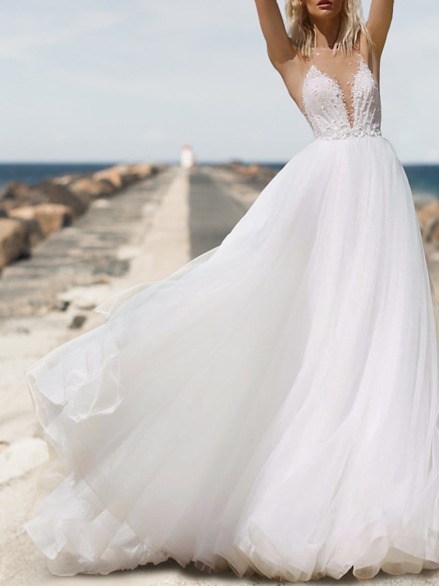 Abto Da Sposa Scvolato N Tulle E Manche Staccabl Con Scollatura - Foto 2