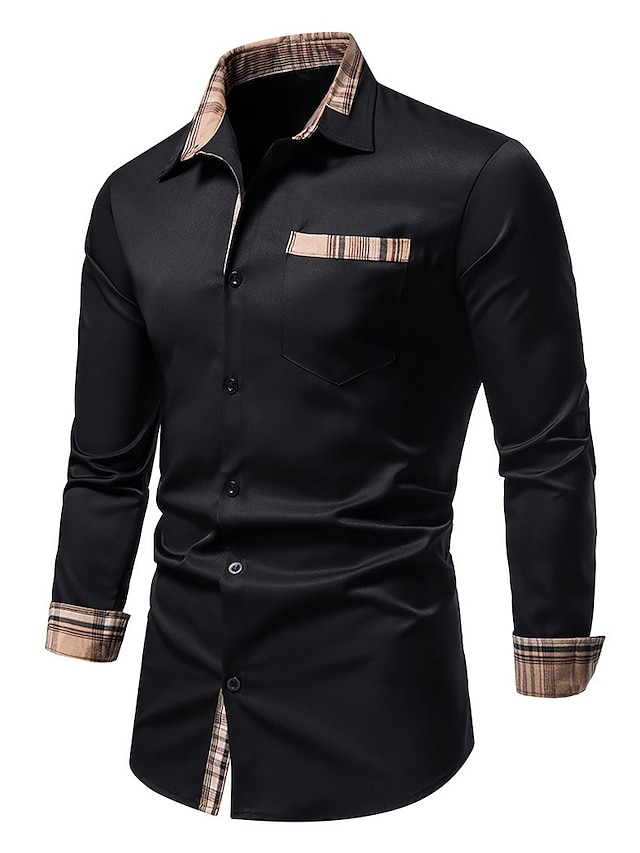 Men's Dress Shirt Casual Shirt Button Up Shirt Plain Wedding Vacation ...