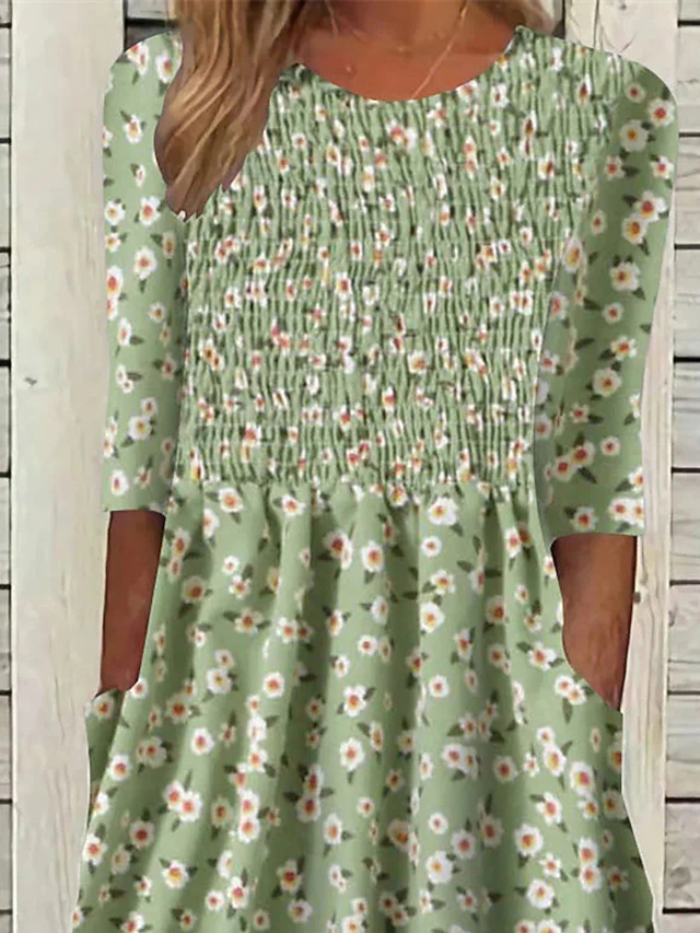 VACATION VIEWS FLORAL WOVEN MIDI DRESS