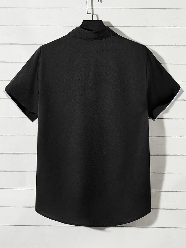 Hombre Camisa Abotonar la camisa Camisa de verano Camisa casual Negro