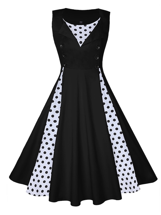 Women's Vintage Elegant Vintage Dress Midi Dress Office Daily Button ...