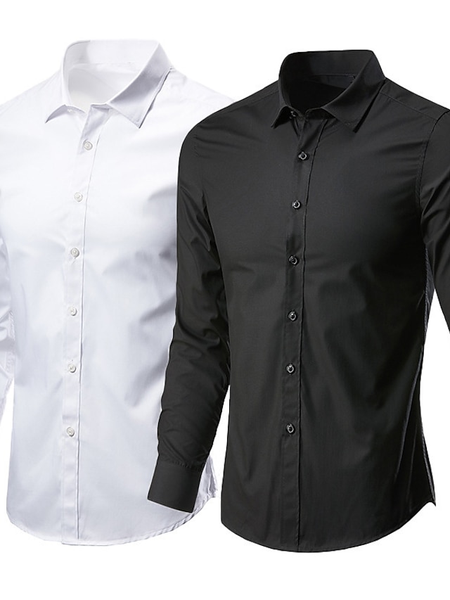  Men's Shirt Solid Colored Collar Classic Collar Daily Weekend Long Sleeve Slim Tops Casual White Black Red / Fall / Spring/Summer  Dress Shirts/ Wedding