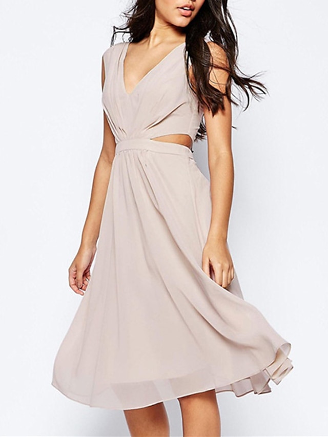 A-Line Wedding Guest Dresses Cut Out Dress Party Wear Tea Length