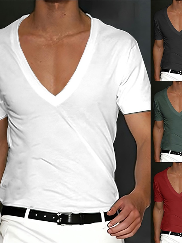  Ανδρικά Μπλουζάκι Μπλουζάκι μπλουζάκι Σκέτο Λαιμόκοψη V Δρόμος Διακοπές Κοντομάνικο Ρούχα Υψηλής Ποιότητας Βασικό Σύγχρονη Σύγχρονη