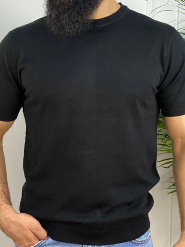  Hombre Talla Grande Grande Alto Camiseta Tee Cuello redondo Negro Mangas cortas Exterior Noche Estampado Estampados Ropa Mezcla de Algodón Ropa de calle Elegante Casual
