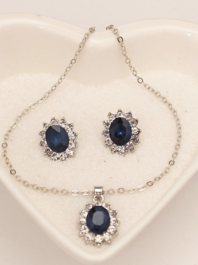  1 confezione Set di gioielli Set di orecchini For Per donna Zircone cubico Blu Da sera Giornaliero Lega Classico