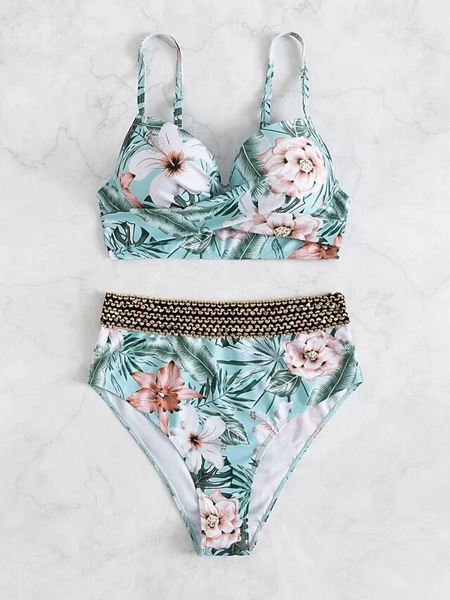 Women's Normal Swimwear Bikini Shorts Swimsuit 2 Piece Printing Floral