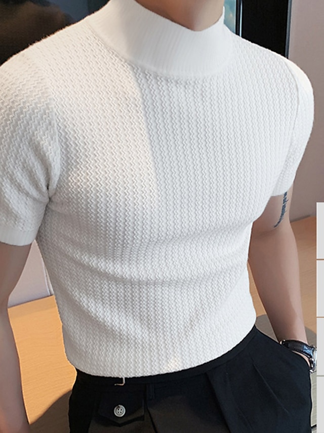  Męskie Podkoszulek Dzianinowa koszulka Koszulka Równina Golf Ulica Urlop Krótkie rękawy Dzierganie Odzież Moda Designerskie Podstawowy