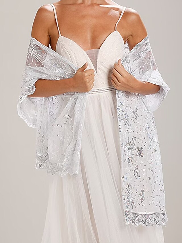 Shawls Women's Wrap Sparkle & Shine Elegant Sleeveless Lace Wedding