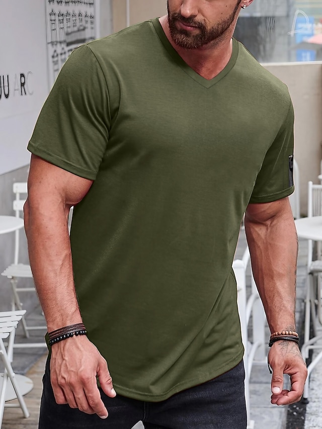  男性用 Tシャツ 平織り Ｖネック 半袖 衣類 筋 スリムフィット 快適 大きくて背が高い