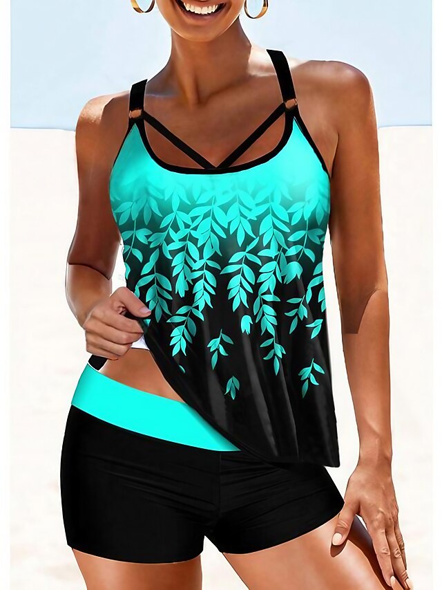 Dames Zwemkleding Tankini 2 stuks Grote maten Zwempak 2stuks Opdrukken