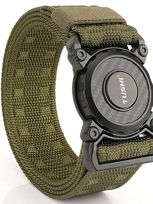 thumbnail image 2 of 56" Adjustable Canvas Military Web Belt – Black/Silver Buckle – Buy 2 Get 1 Free 2 of 5