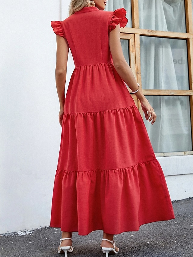 Robe casual Robe Évasée Robe d’été Femme robe longue Plein Moderne