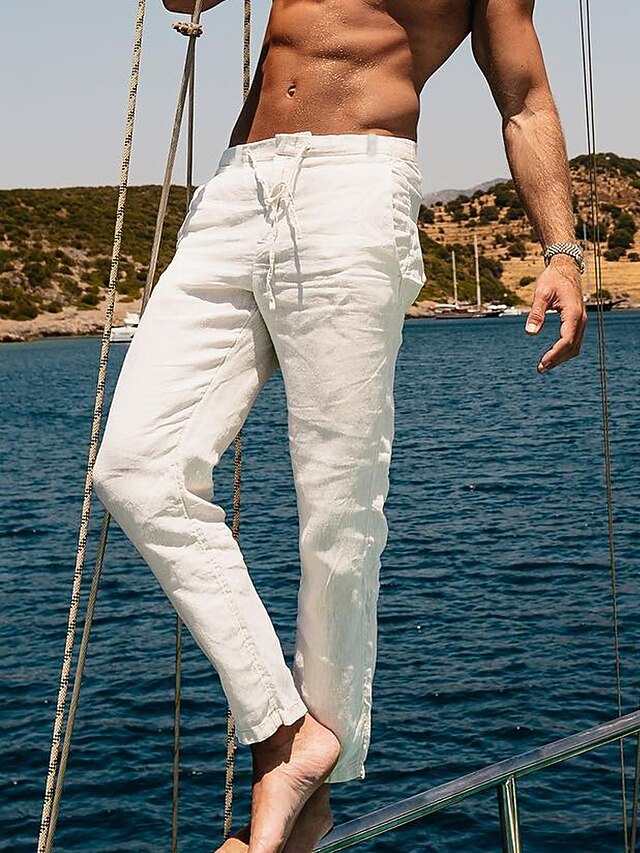 Pantaloni Uomo Lino Pantaloni Da Jogger Uomo In Lino E Cotone