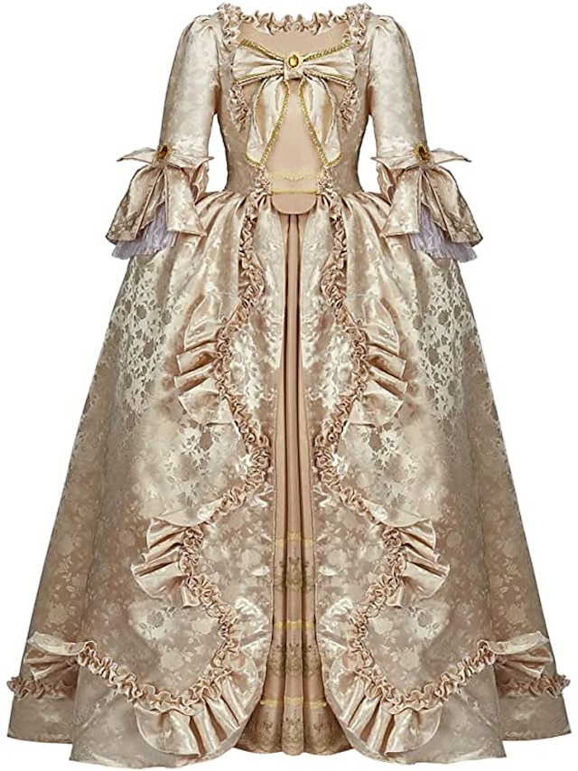  Vintage Rococo Victorian Renaissance Princess Colonial Period Prom Dress Women's Costume Vintage Cosplay Performance Party Halloween 3/4-Length Sleeve Maxi Princess Plus Size Dress Halloween