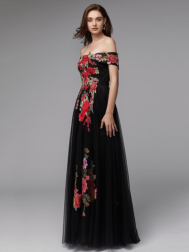 A-Line Prom Dresses Floral Dress Wedding Guest Prom Floor Length ...