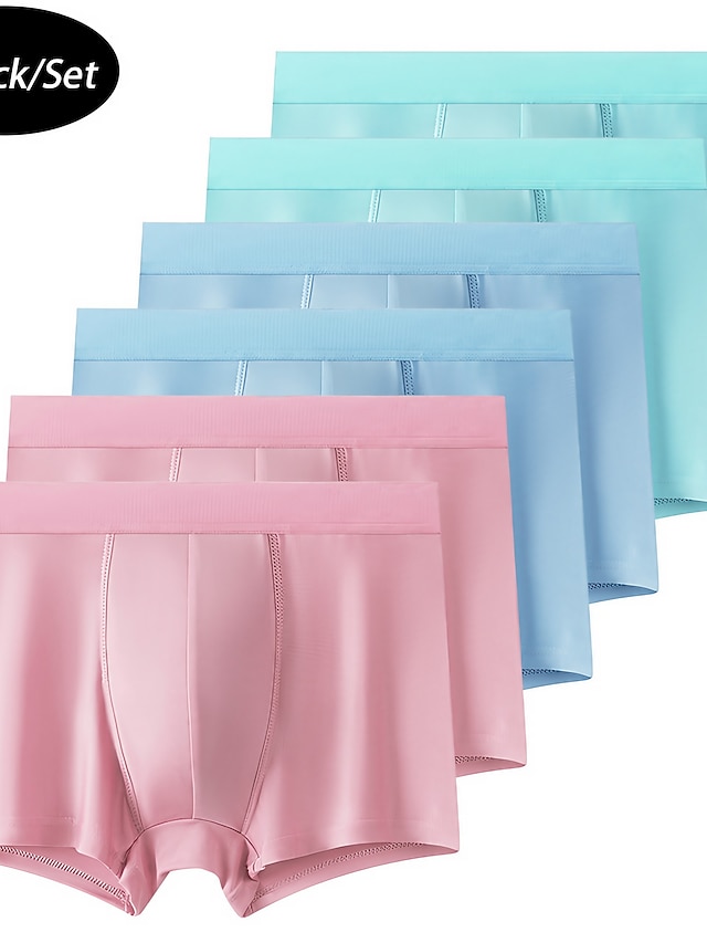  Men's 6 Pack Boxer Briefs Underwear Brief Underwear Boxer Shorts Cotton Breathable Plain Multi color