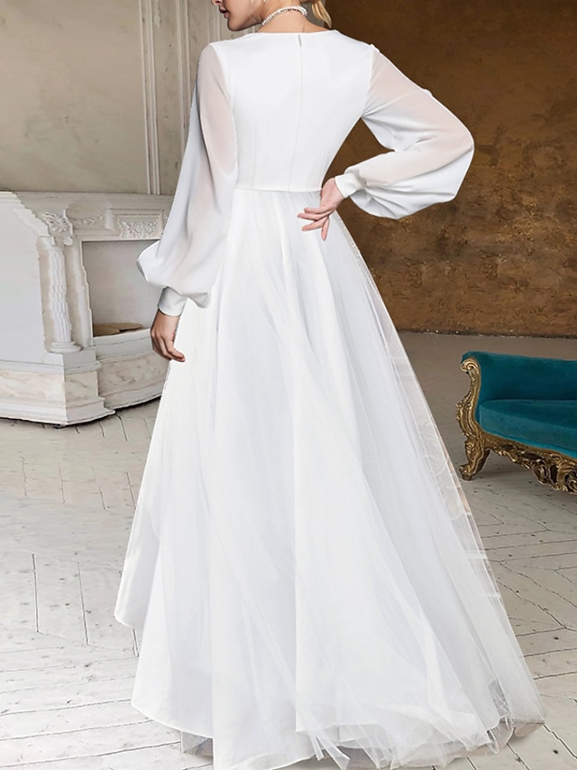 Bridal Shower Fall Wedding Dresses Little White Dresses Casual A-Line V ...