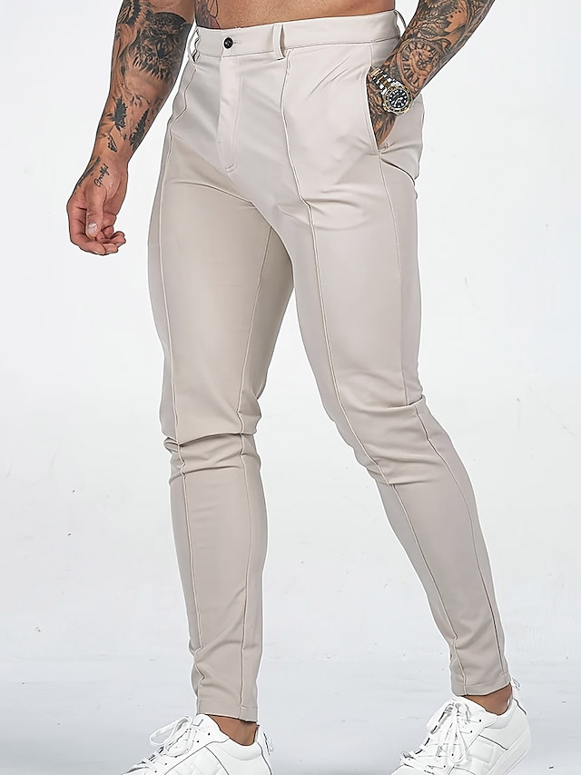  Voor heren Chinese Chino broek Zak Geometrie Comfort Ademend Buiten Dagelijks Uitgaan Modieus Casual Zwart Donkerblauw Inelastisch