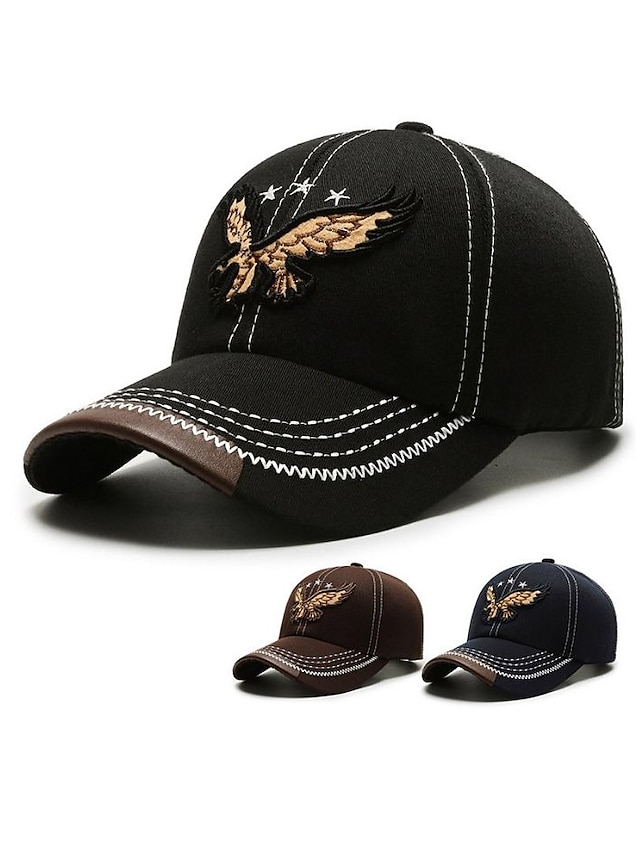  Men's Baseball Cap Black Navy Blue Polyester Embroidery Adjustable Fashion Classic & Timeless Chic & Modern Outdoor Daily Animal Portable Breathable