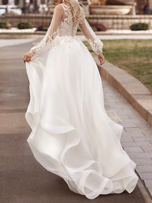 Boho Garden Summer Beach Cowl Neck Sleeveless Court Train Lace Wedding Dresses