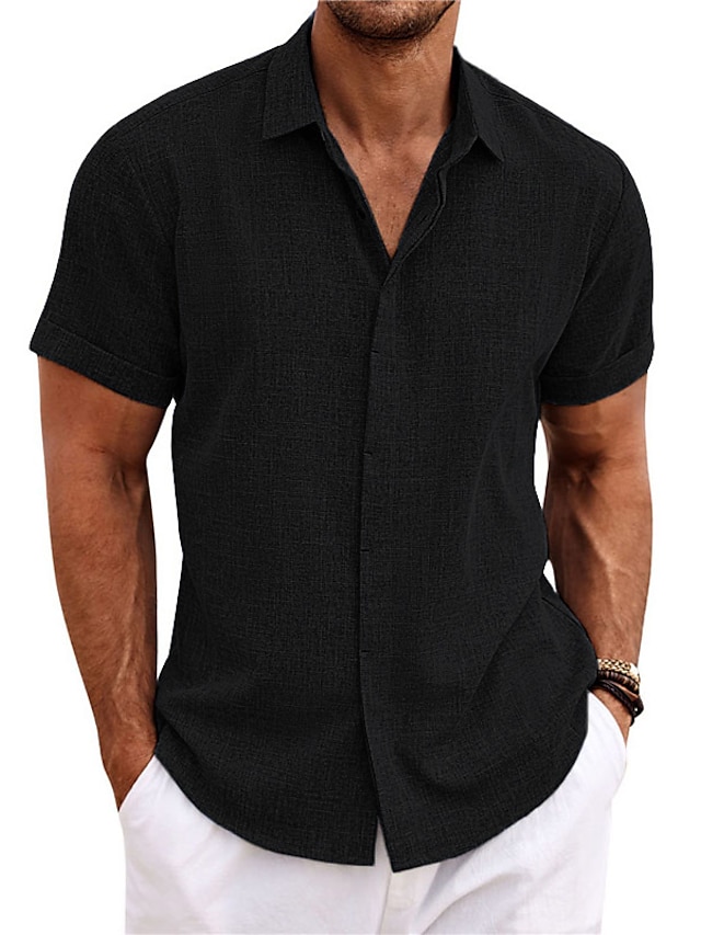 Men's Shirt Linen Shirt Casual Shirt Summer Shirt Beach Shirt Button ...