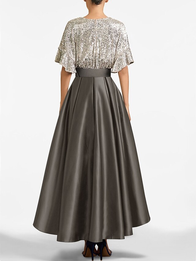 A-Line Sequin Short Length Cocktail Dresses with Cape Sleeves main image 1