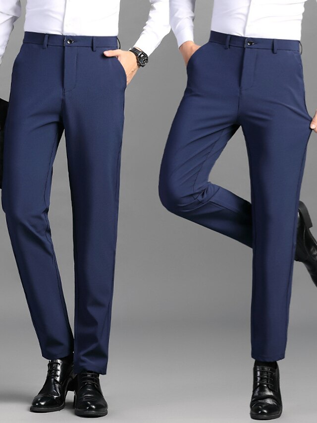  Voor heren Pakken Broek Kostuumbroek Zak Effen Comfort Ademend Buiten Dagelijks Uitgaan Casual Formeel Zwart Donkerblauw