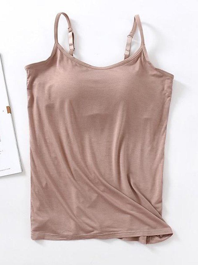  Damen Camisole Tanktop Unifarben Basic Ärmellos U-Ausschnitt reguläre Tops Lässig Schwarz Weiß Pink Blau Khaki