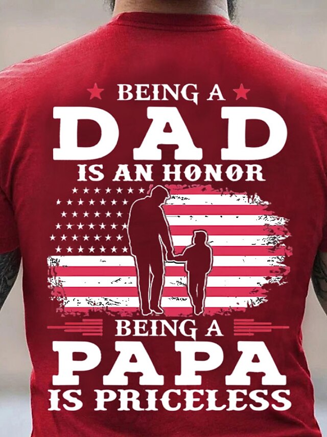  Papa-Shirts zum Vatertag, Nationalflagge, Vintage-Modedesigner, Herren-T-Shirt mit 3D-Aufdruck, T-Shirt mit Rückenaufdruck, Papa-T-Shirt, Outdoor-Sport-T-Shirt, Schwarz, Rot, Marineblau, kurzärmliges