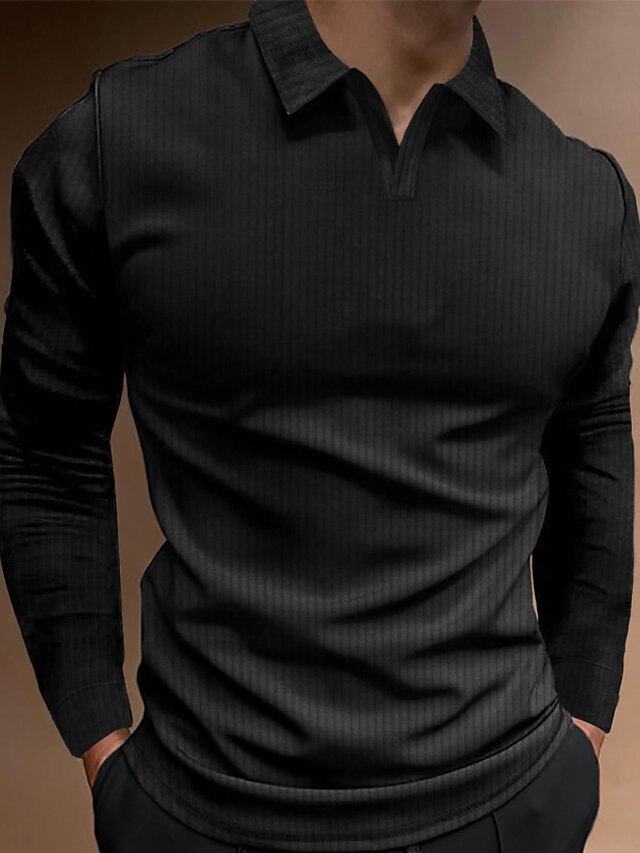 Men's Polo Shirt Golf Shirt Casual Holiday Lapel Long Sleeve Fashion ...