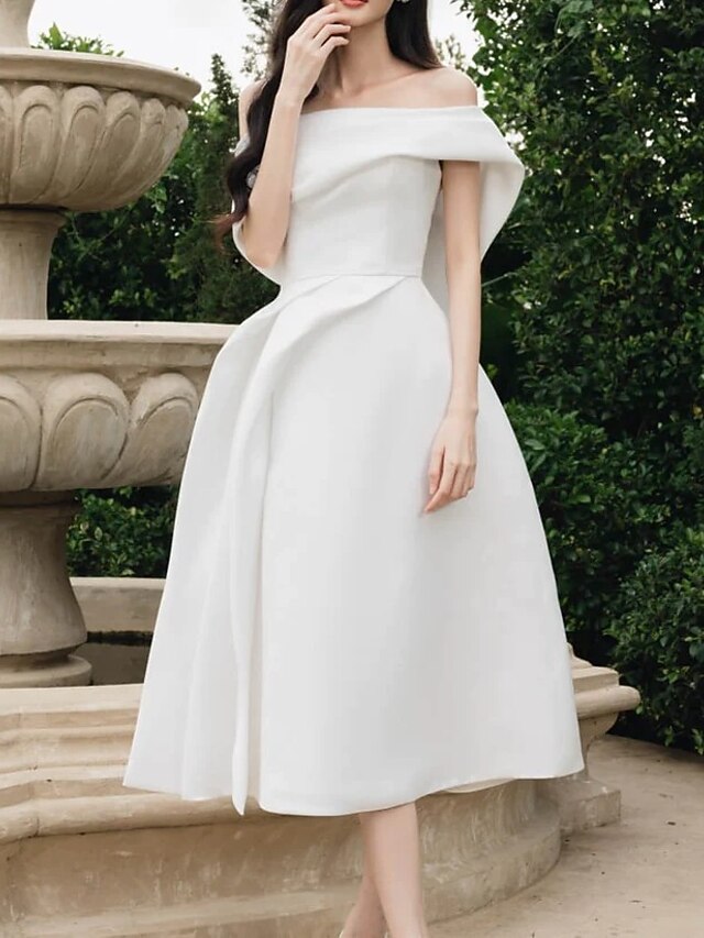 Bridal Shower Little White Dresses Wedding Dresses ALine Off Shoulder