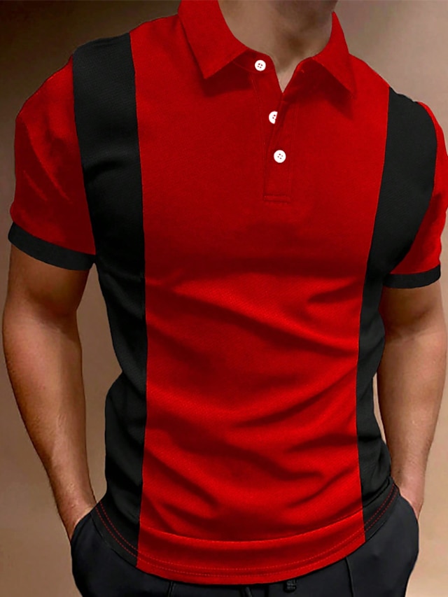 Men's Button Up Polos Polo Shirt Casual Holiday Lapel Short Sleeve ...