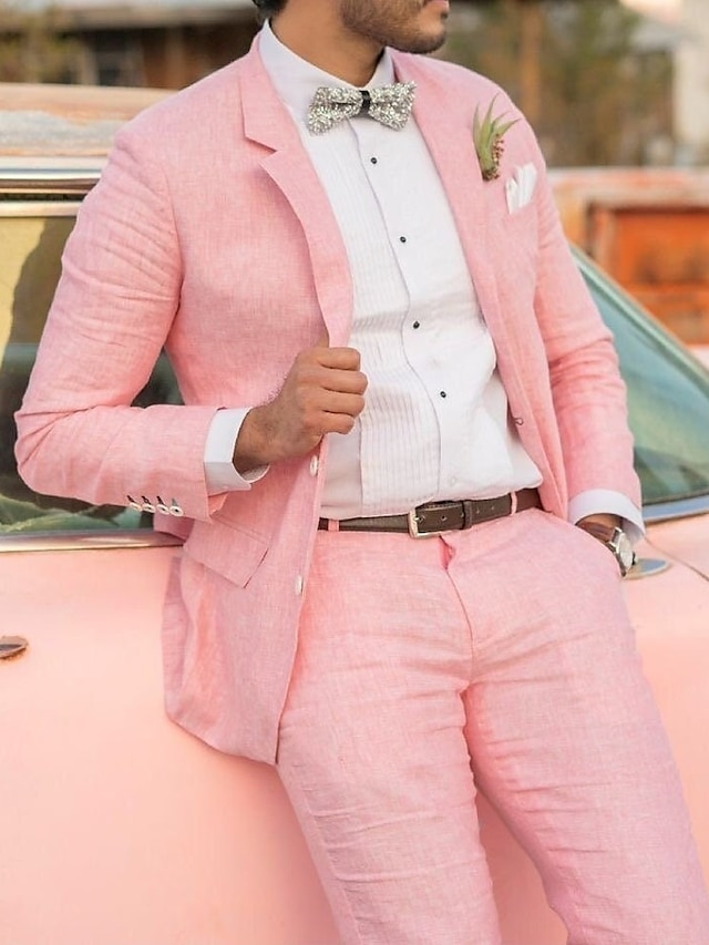 men's light pink wedding suits