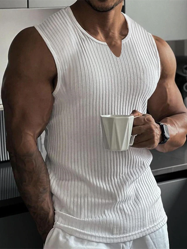 Men's T Shirt Wife beater Shirt Tee Top Short Sleeves V Neck Summer ...