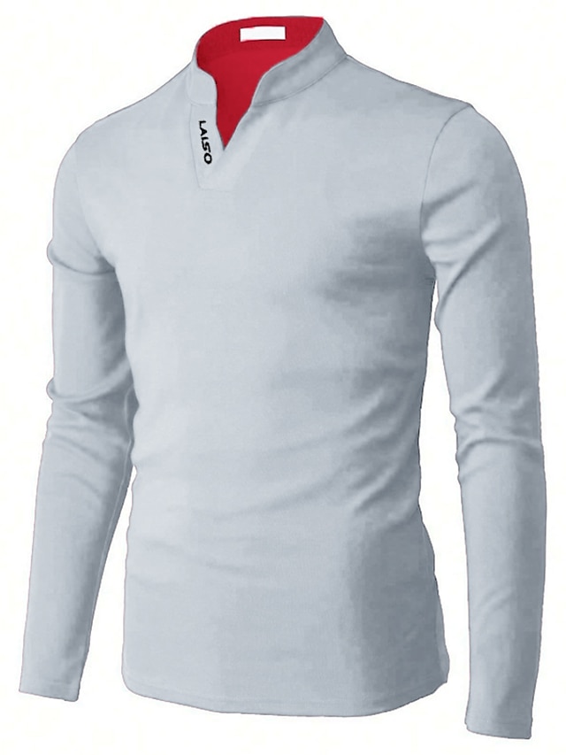  Hombre Polo Camiseta de golf Casual Festivos Escote Chino Manga Larga Básico Plano Básico Verano Primavera Negro Blanco Verde Gris Polo