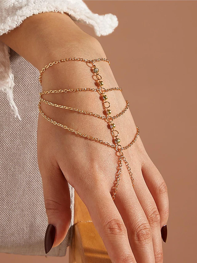 Women's Bracelet Layered Wedding Birthday Cute Personalized Luxury Elegant Alloy Bracelet Jewelry Gold For Formal Holiday Date Birthday Festival 6