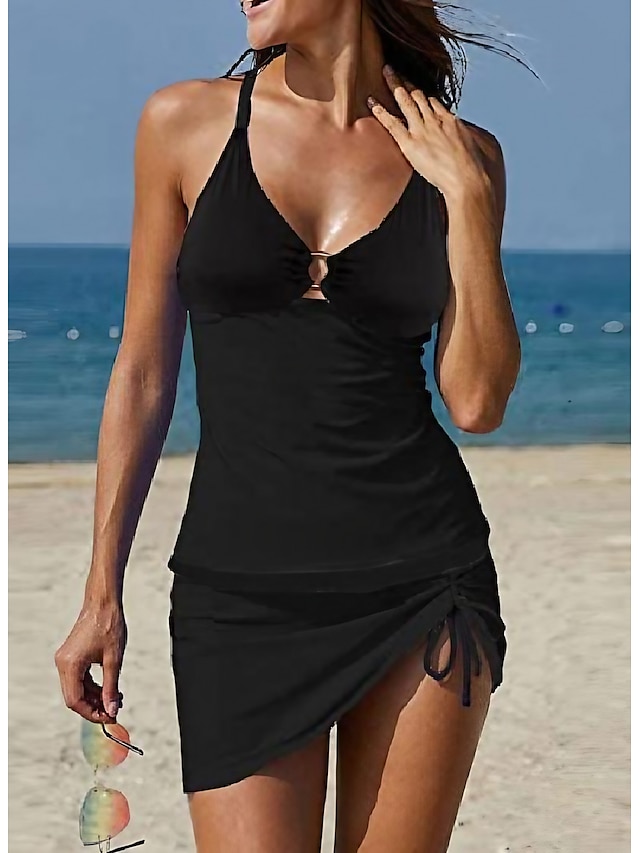  Damen Normal Badeanzug Tankini 2 Stück Bademode 2 teilig Print Graphic Leopard Strandbekleidung Sommer Badeanzüge