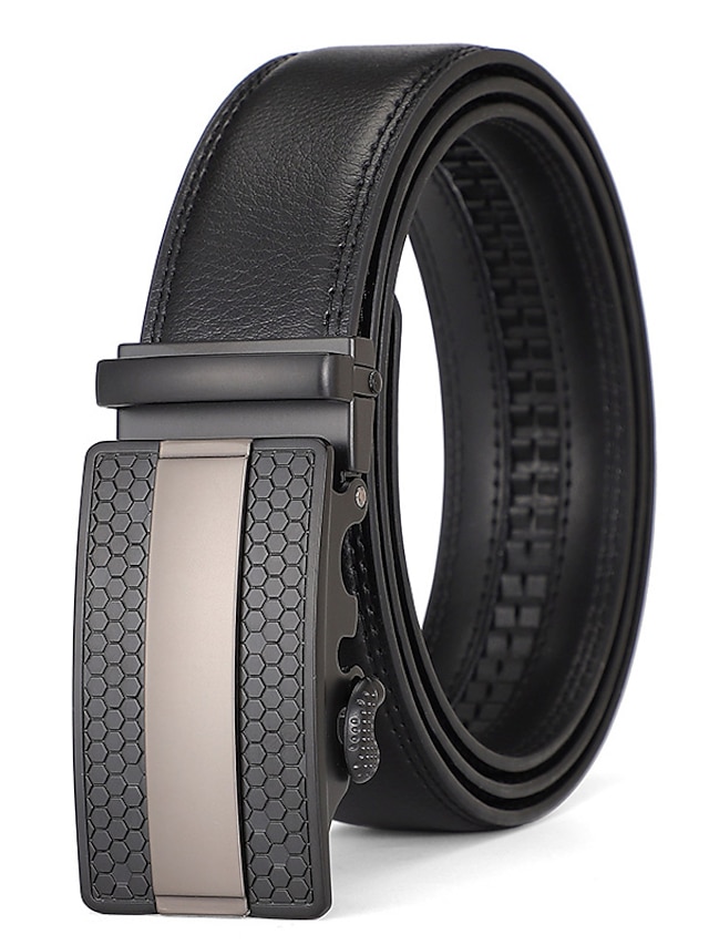  Men's Dress Belt Leather Belt Ratchet Belt Black Brown Cowhide Alloy Fashion Plain Daily Wear Going out Weekend
