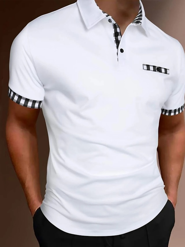  Férfi POLO trikó Golfing Hétköznapi Szabadság Hajtóka Rövid ujjú Divat Alap Sima Klasszikus Nyár Normál Fekete Fehér Sötét tengerészkék POLO trikó