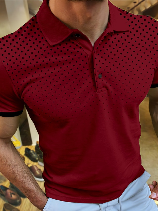  Bărbați Polo sport Tricou POLO Casual Concediu Rever Manșon scurt Modă De Bază Buline Buton Vară Fit regulat Roșu Vin Alb Bleumarin Portocaliu Gri Polo sport