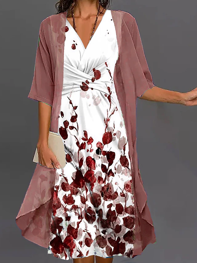 Women's Two Piece Dress Set Casual Dress Tank Dress Print Dress Outdoor ...