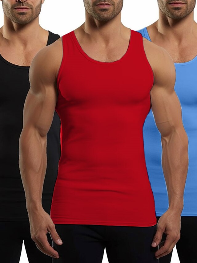 Men's 3 Pack Tank Top Vest Top Undershirt Sleeveless Shirt Plain Crew
