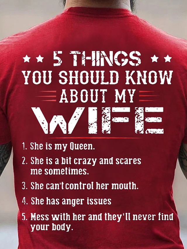  camisas papai do dia dos pais 5 coisas que você deve saber sobre minha esposa camiseta masculina camisa 3d para aniversário camiseta masculina de algodão vermelho verão com letras gráficas roupas