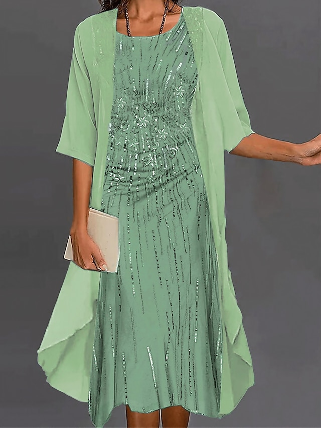  Pentru femei Set de rochii din doua piese Rochie casual Rochii din Șifon În aer liber Zilnic Șic Stradă Modern Imprimeu Rochii Midi Stil Nautic Manșon Jumate Simplu Imprimeu Potrivire Largă Roz