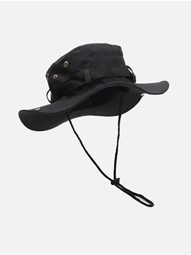  Men's Bucket Hat Sun Hat Cowboy Hat Black Green Polyester Travel Beach Outdoor Vacation Plain Adjustable Sun Protection Fashion