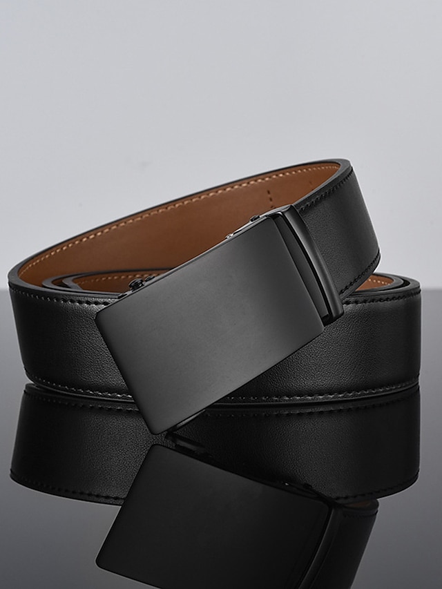  ceinture en cuir pour hommes ceinture à cliquet de 35 mm de large ceinture habillée en cuir de vachette noir élégant décontracté gentleman plaine rencontrer presque toutes les occasions et tenues